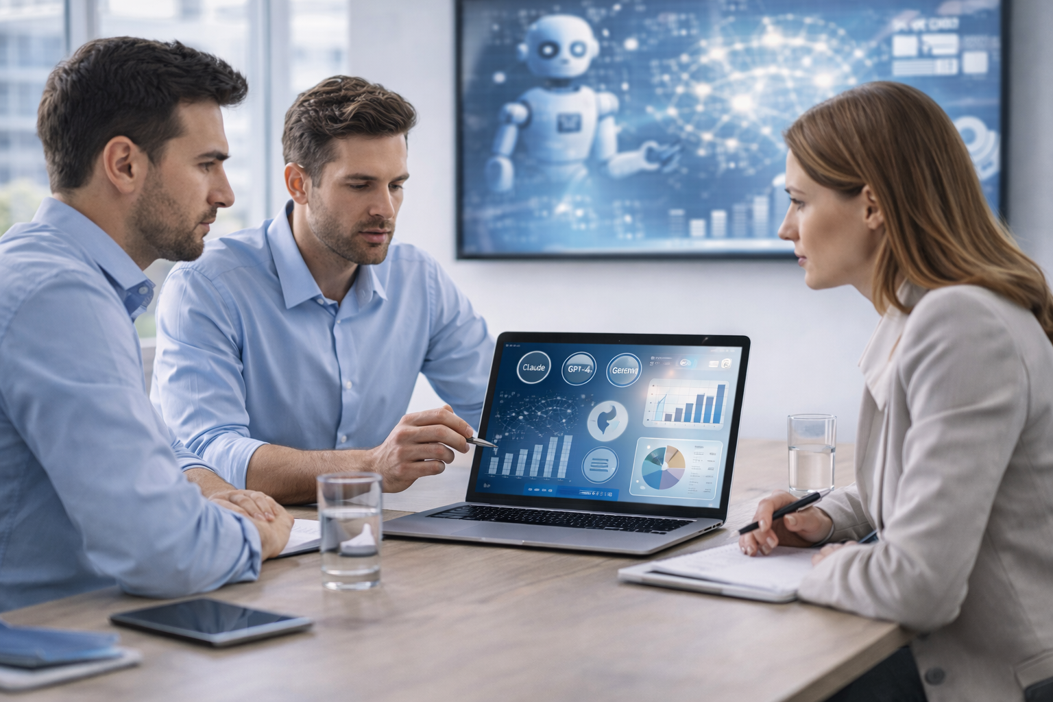 Professionals discussing AI